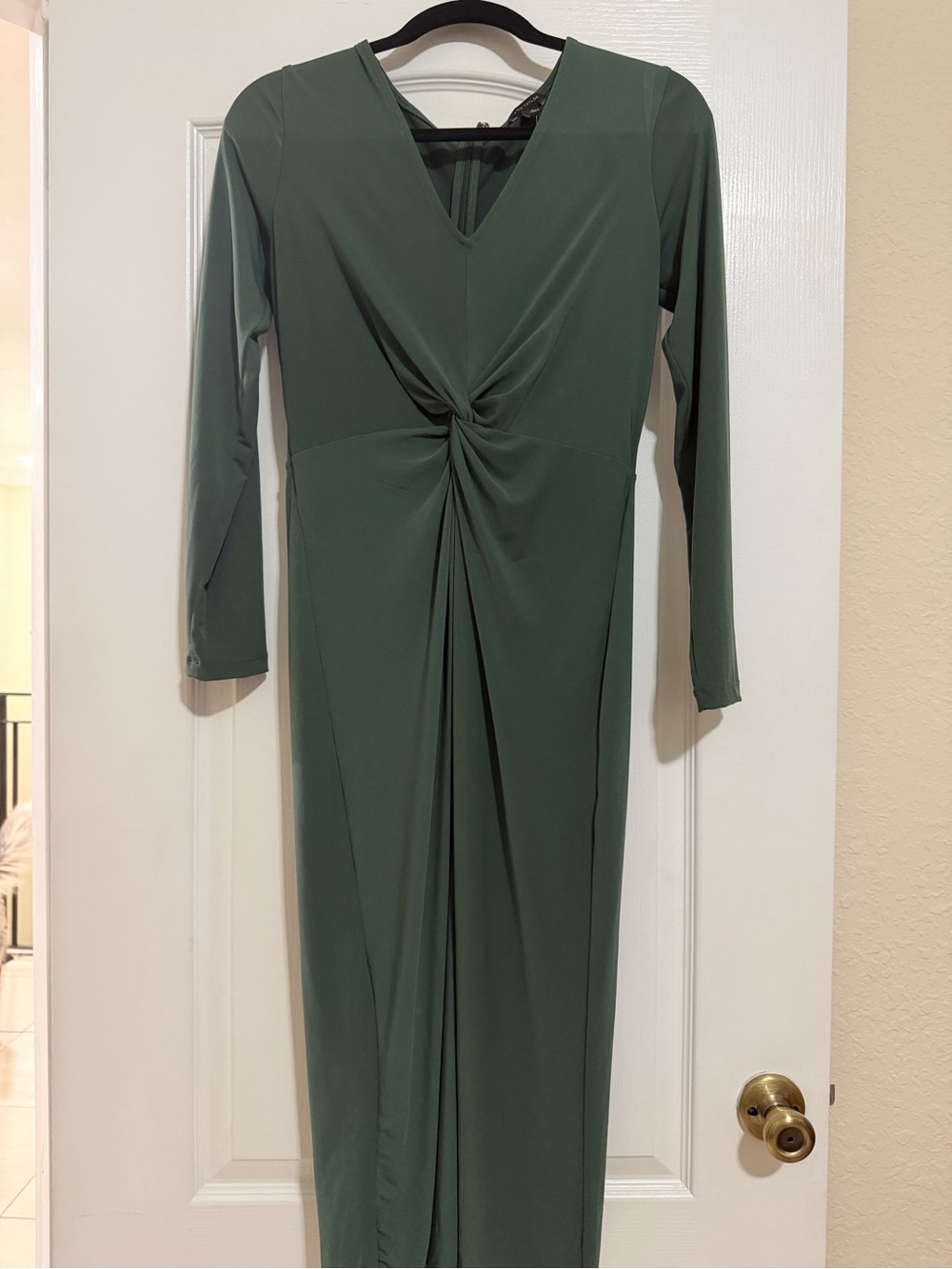 Ann Taylor Olive Green Twist-Front Long Sleeve Dress